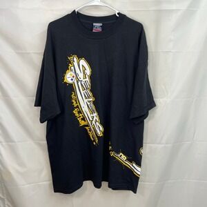 Vintage NFL No Huddle men's black graffiti Pittsburgh Steeler's shirt 2XL cotton